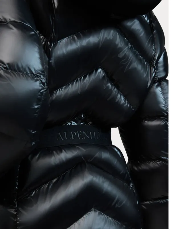 Alpenhaus BELLEVAUX Puffer Coat With Adjustable Belt Black Shiny Sz XL - Image 3