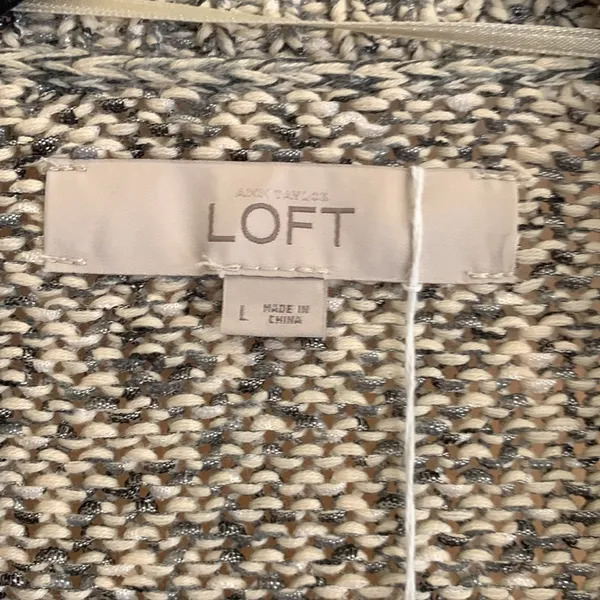 Loft Women's Gray Open-Front Cardigan Sweater. Size Large - Image 3