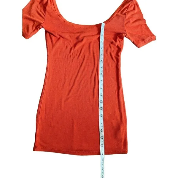 Anthropologie Saturday Sunday Stretchy Soft Knit Orange Red Tee‎ Shirt Sz XS - Image 4