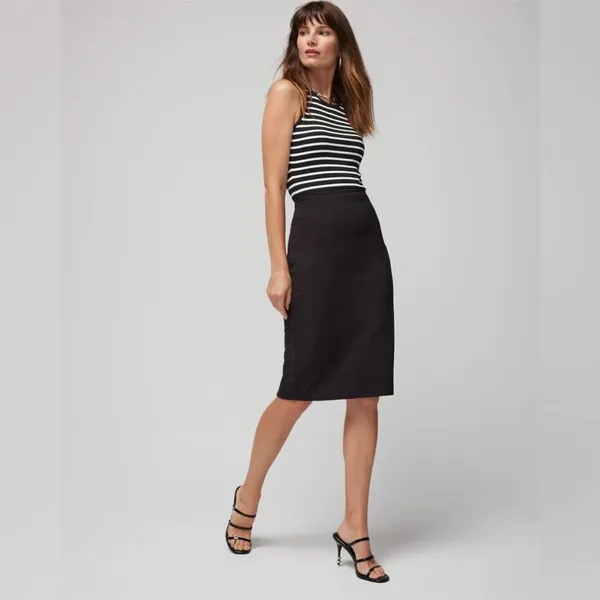 WHBM White House Black Market Classic Black Pencil Skirt Size 0 - Image 2