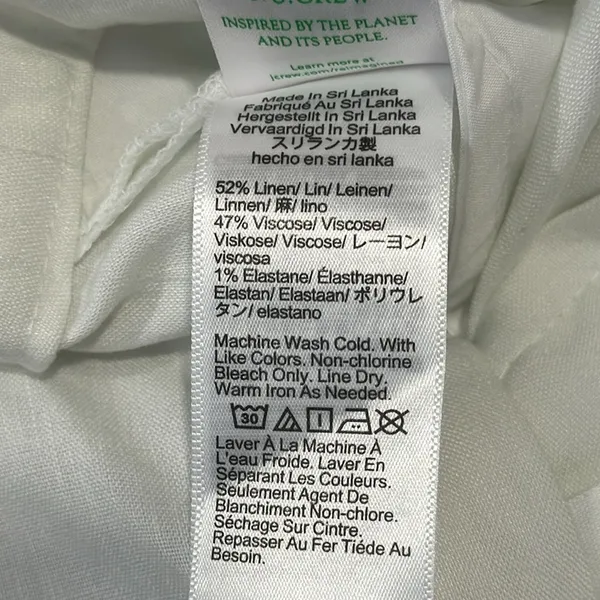 NWT J. Crew Tall linen-blend‎ wide-leg pant Minimalist Summer White Sz 0 BZ323 - Image 8