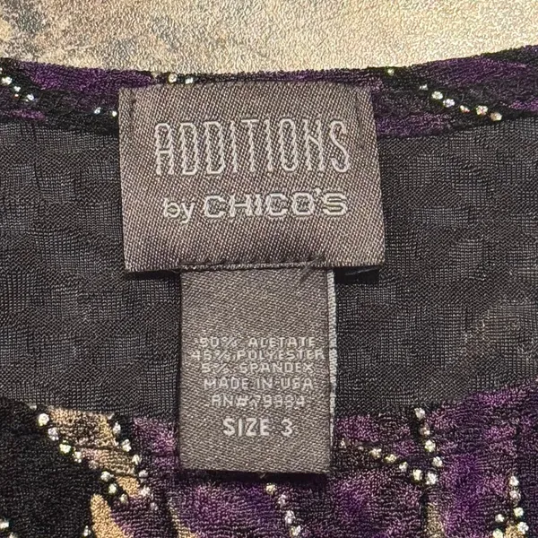 Chicos Vintage Y2K Tank Top Purple Metallic Abstract Artsy Stretch Boho 3 XL 16 - Image 3