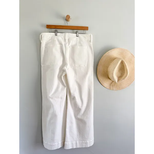 J.Crew | NWT Petite Denim Trouser Jean Stacked Buttons White | Sz P31 - Image 6