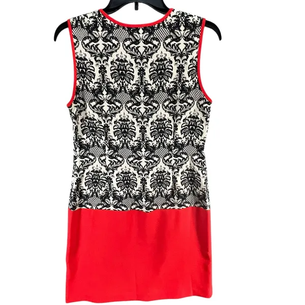 THML Shift Dress S Black Fleur De Lis‎ Red Colorblock Sleeveless Moulin Rouge - Image 7