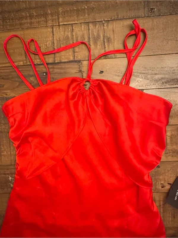 LULUS Chic for the Night Satin Halter Mini Dress‎ - Image 3