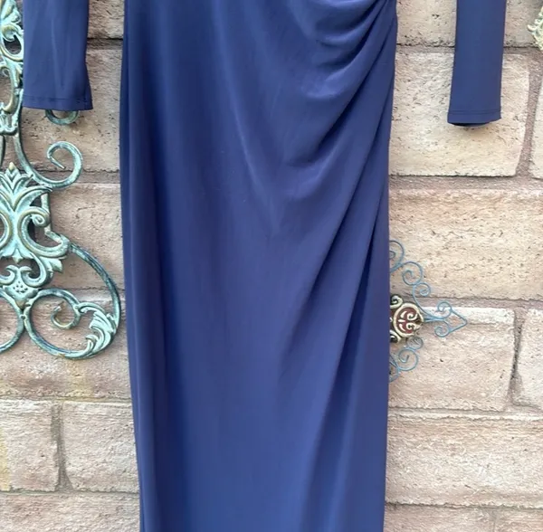 Ralph Lauren Evening Gown Dress Beaded Necklace Long Sleeve Maxi Purple Size 4 - Image 9
