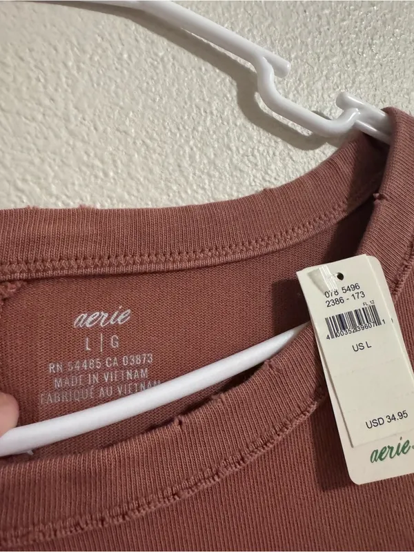 NWT AERIE Boxy Crewneck Tank Top in Mauve - Image 2