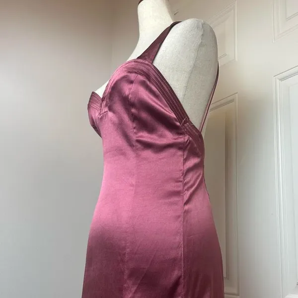 Anthropologie Satin Midi Dress in Mauve - Image 6