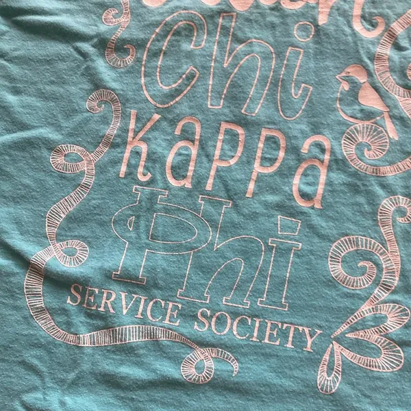 Comfort Colors Chickadees T-Shirt Light Blue Unisex Size Large Rush Chi Kappa - Image 8