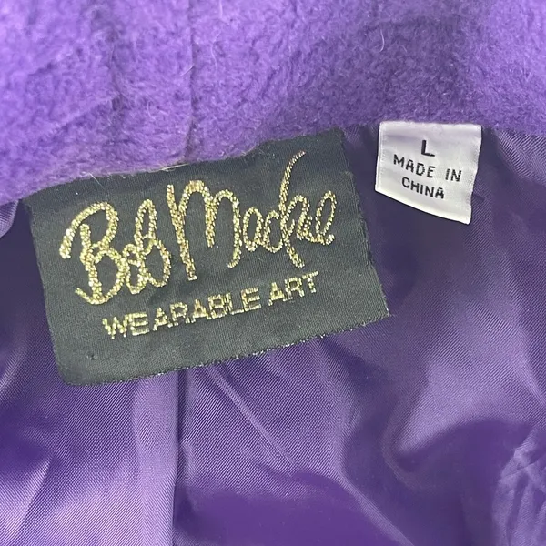 Bob Mackie Wearable Art Purple Fleece Embroidered‎ Paisley Jacket Womens Large L - Image 5
