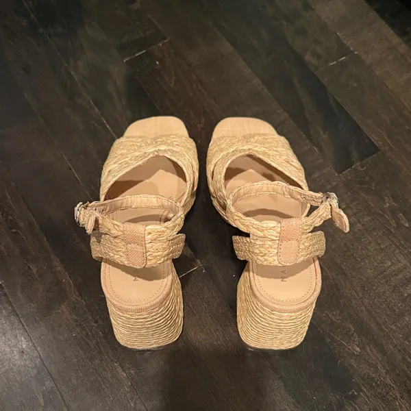 Marc Fisher Natural Woven Platform Sandals - Image 6