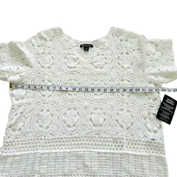 Roamans Top Sweater White French Crochet Short Sleeve Cotton Top Plus 18/20 NEW - Image 9