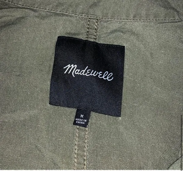 Madewell Olive Green linen blend cargo Jacket - Image 8