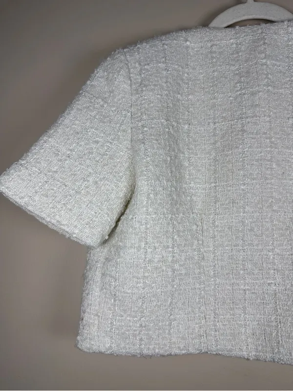 Abercrombie & Fitch Tweed Collarless Cropped Lady Jacket Sz S - Image 11