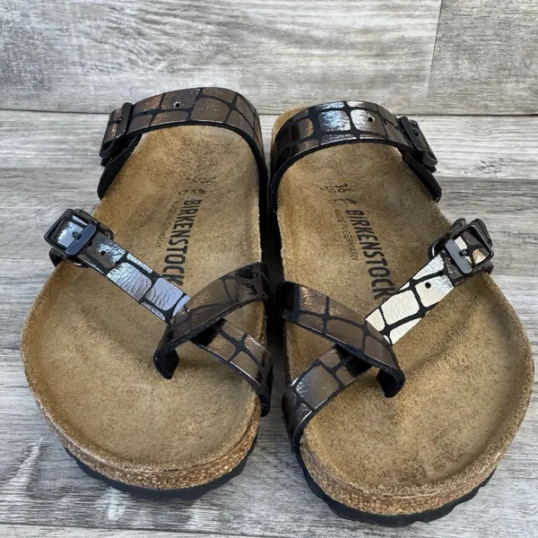 Birkenstock Mayari Microfiber Gator Gleam Copper Sandal Women Size 5 New - Image 5
