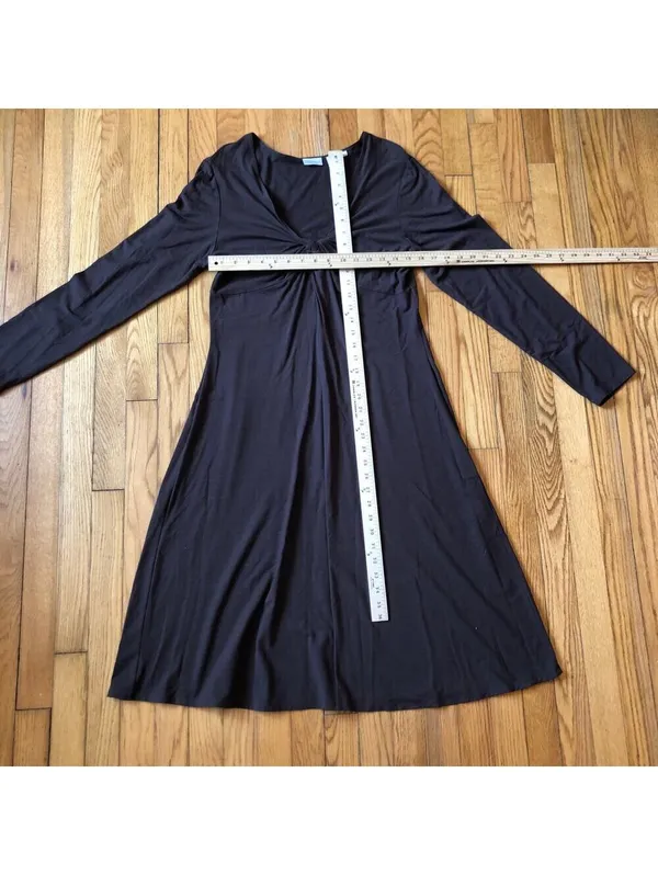 Spiegel Vintage 90s EUC Women's Chocolate Brown Empire Waist Knit Dress Size L - Image 3