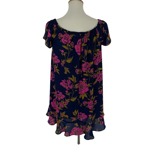 Express Dress‎ Medium Blue Pink Floral Boho Romantic Feminine - Image 5