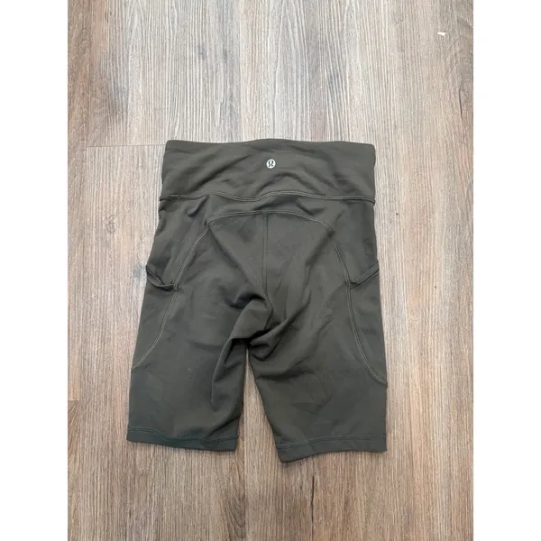 Lululemon Fast and Free High-Rise‎ Short 9" Dark Olive Green Nulux Size 4 - Image 2