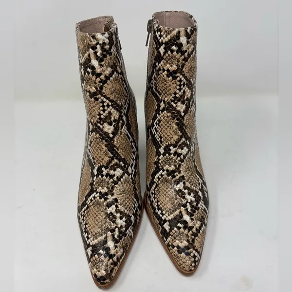 Raye Revolve Merit Size 6.5 High Heel Bootie‎ Natural Snake Skin Embossed - Image 2