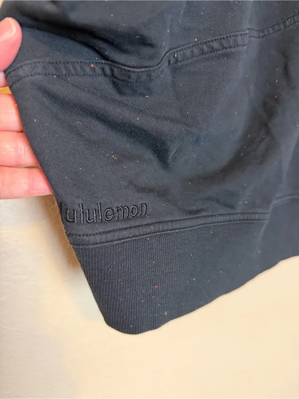 lululemon Back In Action LA Hoodie Black With‎ Multi Color Speckles Size 6 - Image 7
