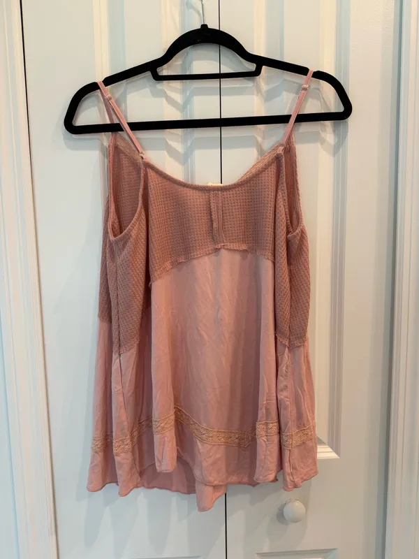 POL Pink Lace Trim Babydoll Cami Tank Top - Image 4