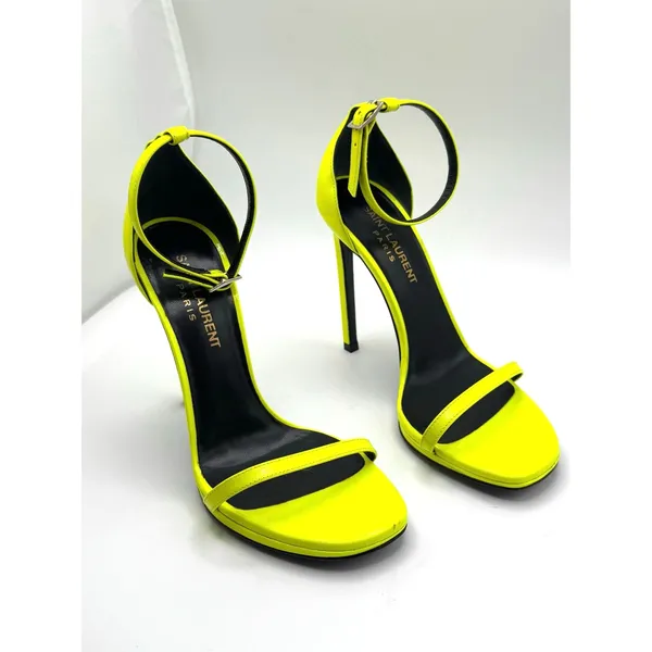Saint Laurent Amber Fluo Yellow Ankle Strap Sandals YSL Heels size EU 36 - Image 10