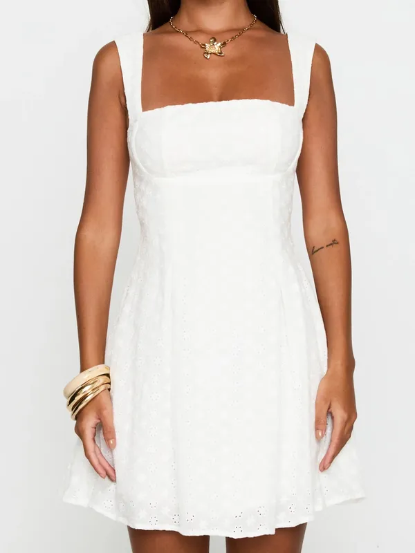 Princess Polly Xanthus Embroidered Mini Dress White eyelet embroidered bow - Image 9