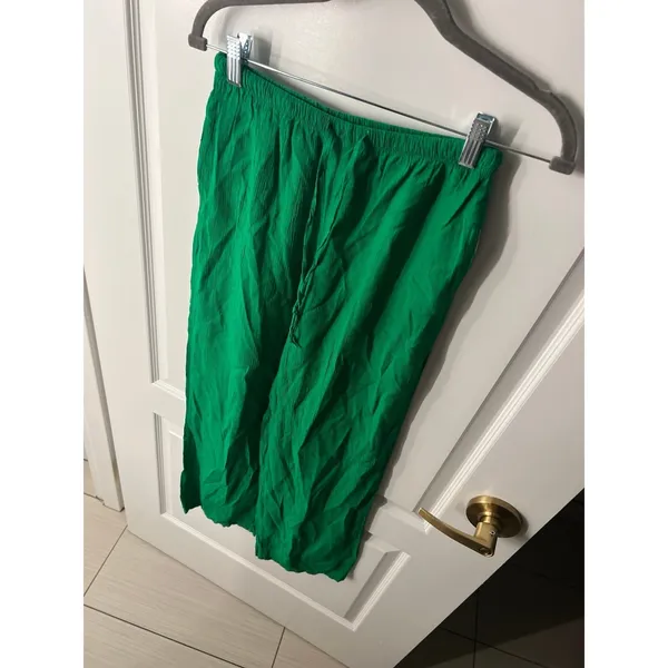 Zara wide leg green cotton pants size XS - Image 2