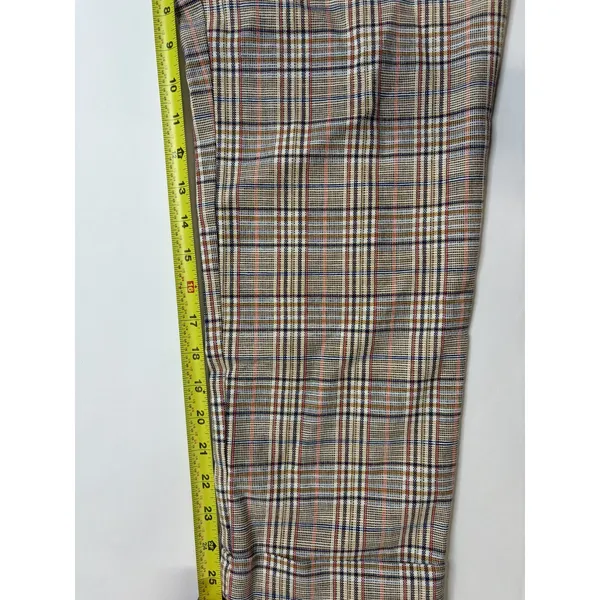Lost + Wander Women Plaid High Waisted Trousers Tan Blue Multi Size M WPLS4008 - Image 3