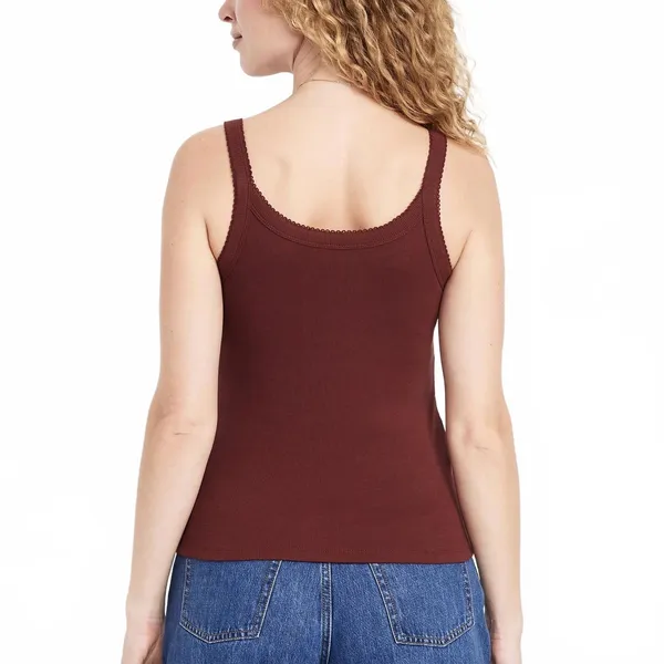 90s Ribbed Lace-Trim Tank Old Navy NWT Maroon Your Day Small - Image 2