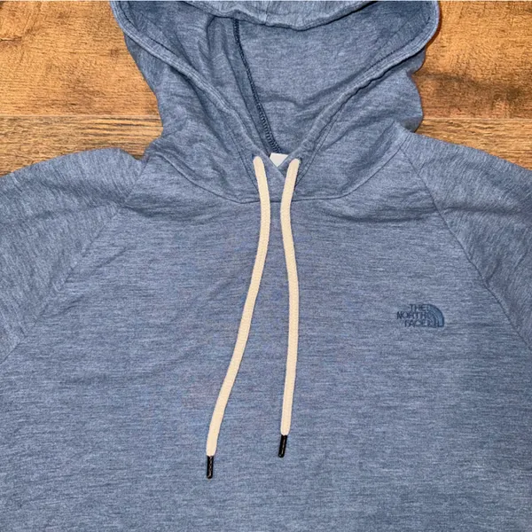 The North Face Women's Heathered Blue Hooded Long Sleeve T-shirt - Image 3