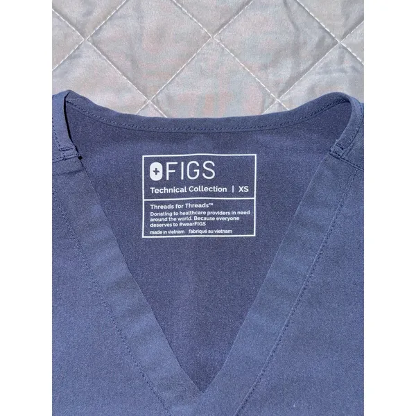 Figs Catarina‎ Top Women's Scrub V-neck Navy Blue Sz Xsmall - Image 3