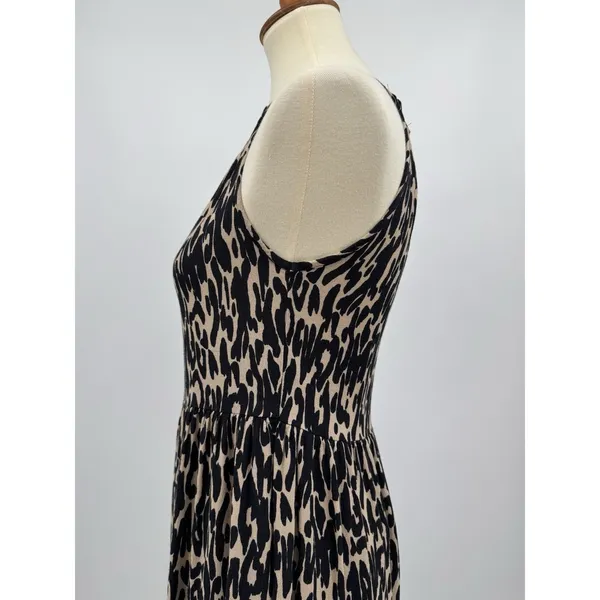 NA-KD Halter Animal Print Maxi Dress Black Tan Leopard Viscose Flowy Boho Size 4 - Image 5