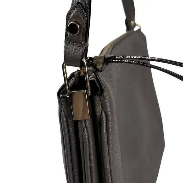 Kate Spade Leila Triple Gusset Gray Leather Crossbody Purse - Image 6