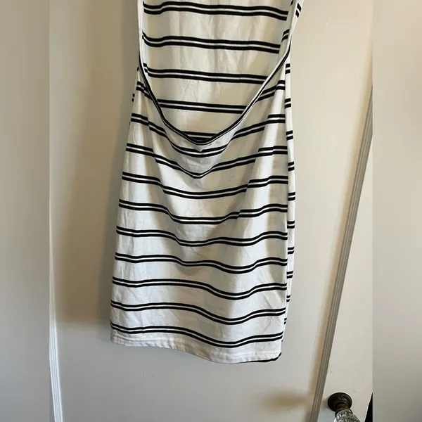 Sexy backless mini striped dress White Size L - Image 4