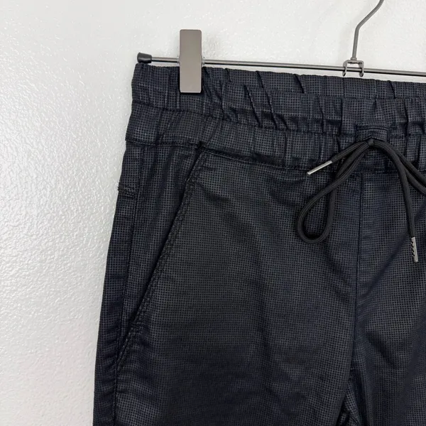 Flog Shely Pants Womens 25 Black Grid Drawstring Waist Pockets Made in Israel - Image 4