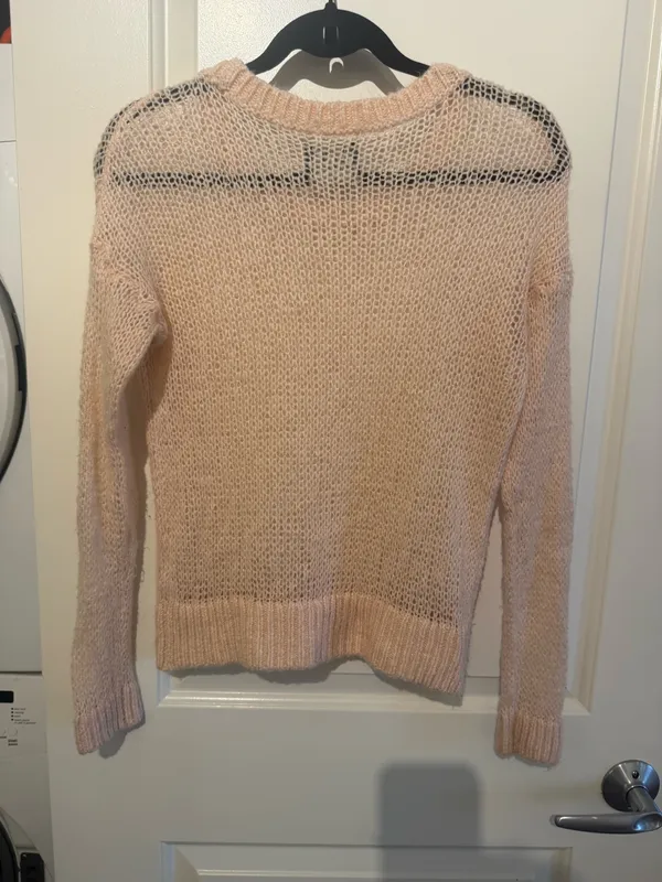 Abercrombie & Fitch Blush Pink Open Knit Sheer Sweater Size Small - Image 6