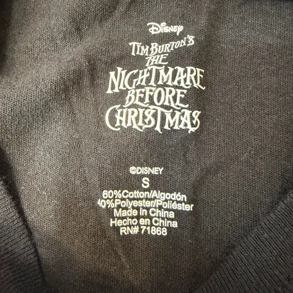 Disney Nightmare Before Christmas Jack Sally Black Graphic T-Shirt Small S - Image 4