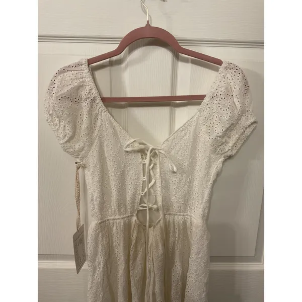 NWT Band of the Free White Eyelet Ariel Mini Dress Corset Lace Back, S - Image 5