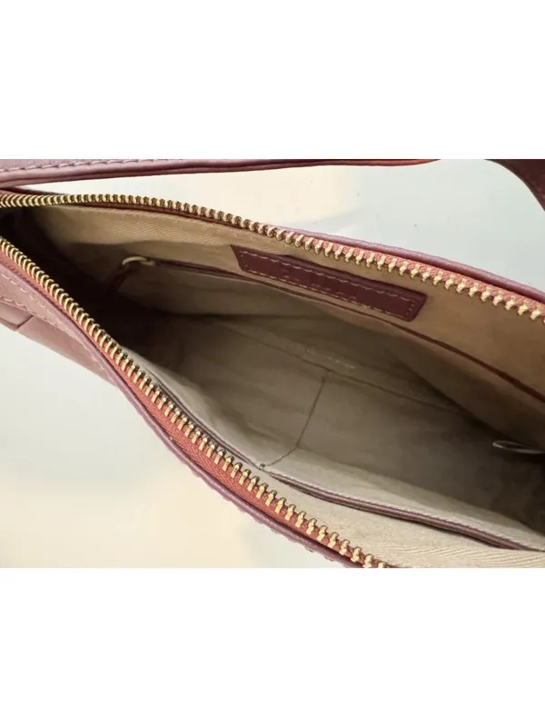 Hobo Kole Bag Berry Woven Leather Tassel Shoulder Handbag Zip Bohemian Old Money - Image 9