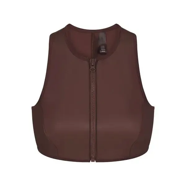 SKIMS Rubberized Scuba Swim High Neck Bikini Top Cocoa 2X Womens‎ Plus Size - Image 2