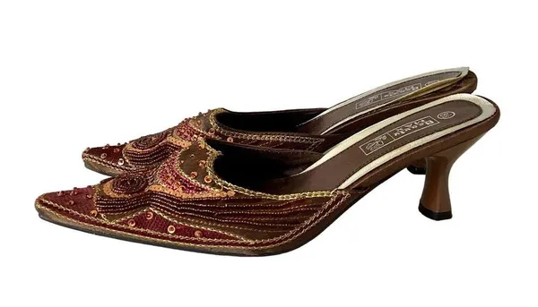 Beauty Max Jeweled Mules Brown Size 8.5 - Image 3