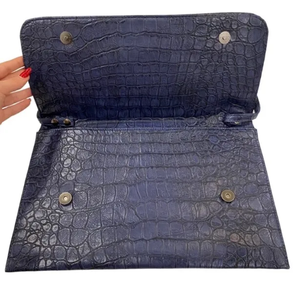 Brahmin Leather Envelope Bag Croc Detail Leather Crossbody Laptop Bag By Orange Caramel - Image 5