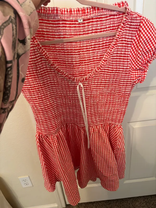 Red Gingham Dress Boutique Dress - Image 4
