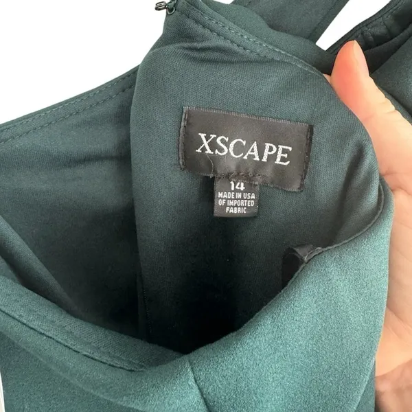 XSCAPE Lucy Long‎ Scuba 14 Green Crepe One Shoulder Dress - Image 7