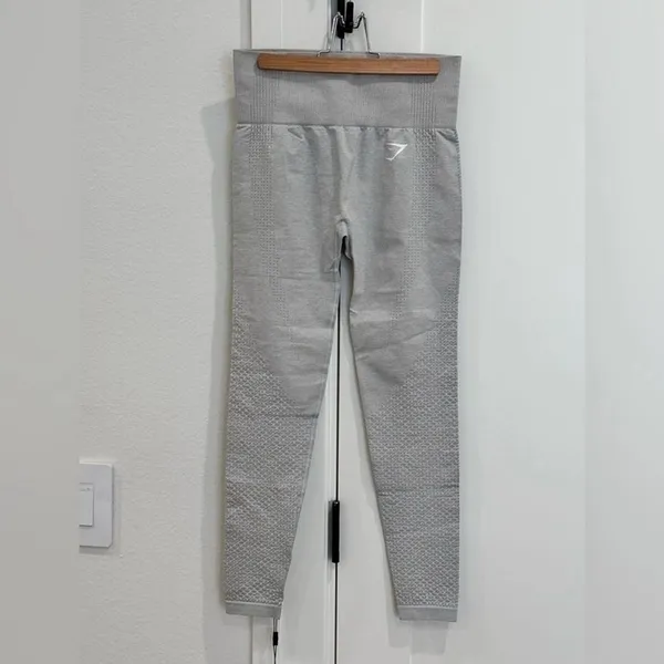NWT Gymshark Vital Seamless Leggings Small Light Gray Marl High Waisted Sporty - Image 2