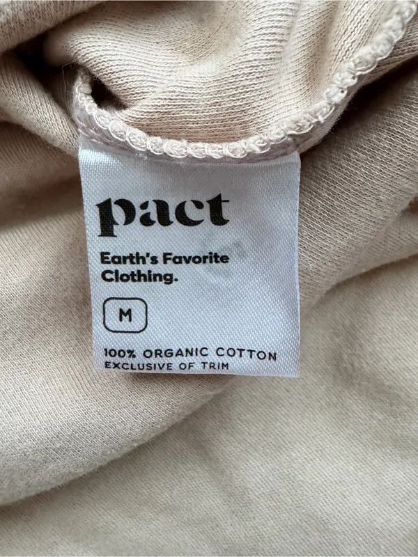 Pact Savannah Organic Cotton Short Sleeve Pullover Hoodie Sweatshirt Beige M - Image 5