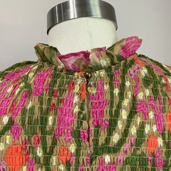 Entro Saturday In The Park Floral Mini Smocked Dress Size Small - Image 9