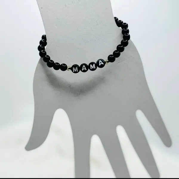 Mama Natural Stone beaded Bracelet Black - Image 3