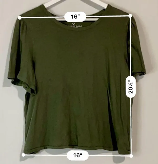 American Eagle Women’s Short Sleeve Basic Tee Shirt w/ Distressed Hem Green FLAW - Image 6